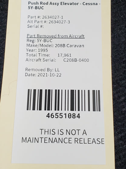 Push Rod Assy Elevator - Cessna - 5Y-BUC