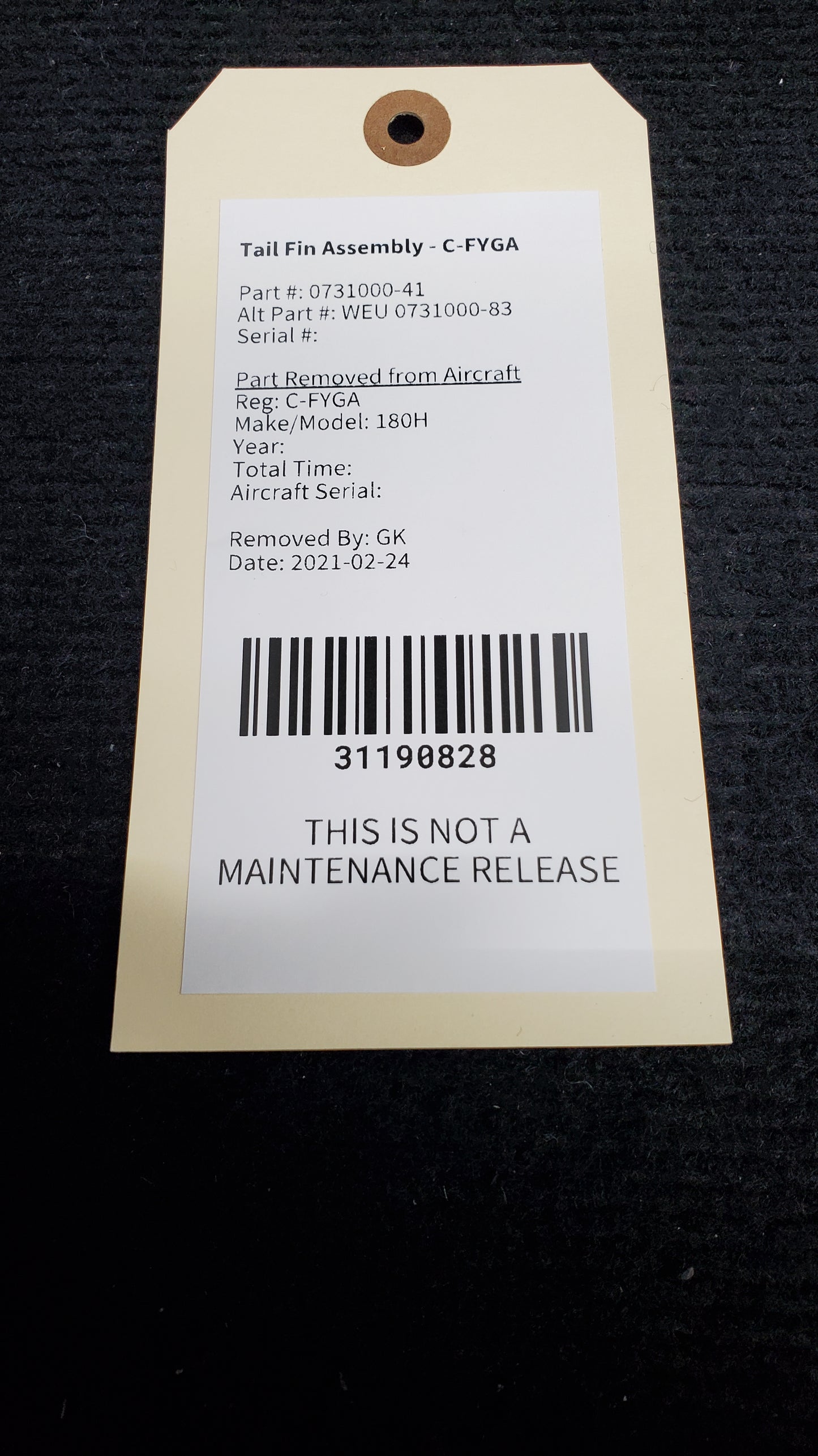 Tail Fin Assembly - C-FYGA