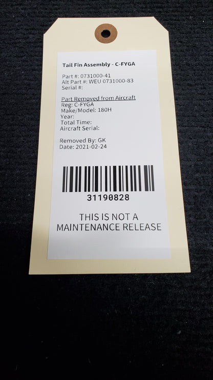 Tail Fin Assembly - C-FYGA