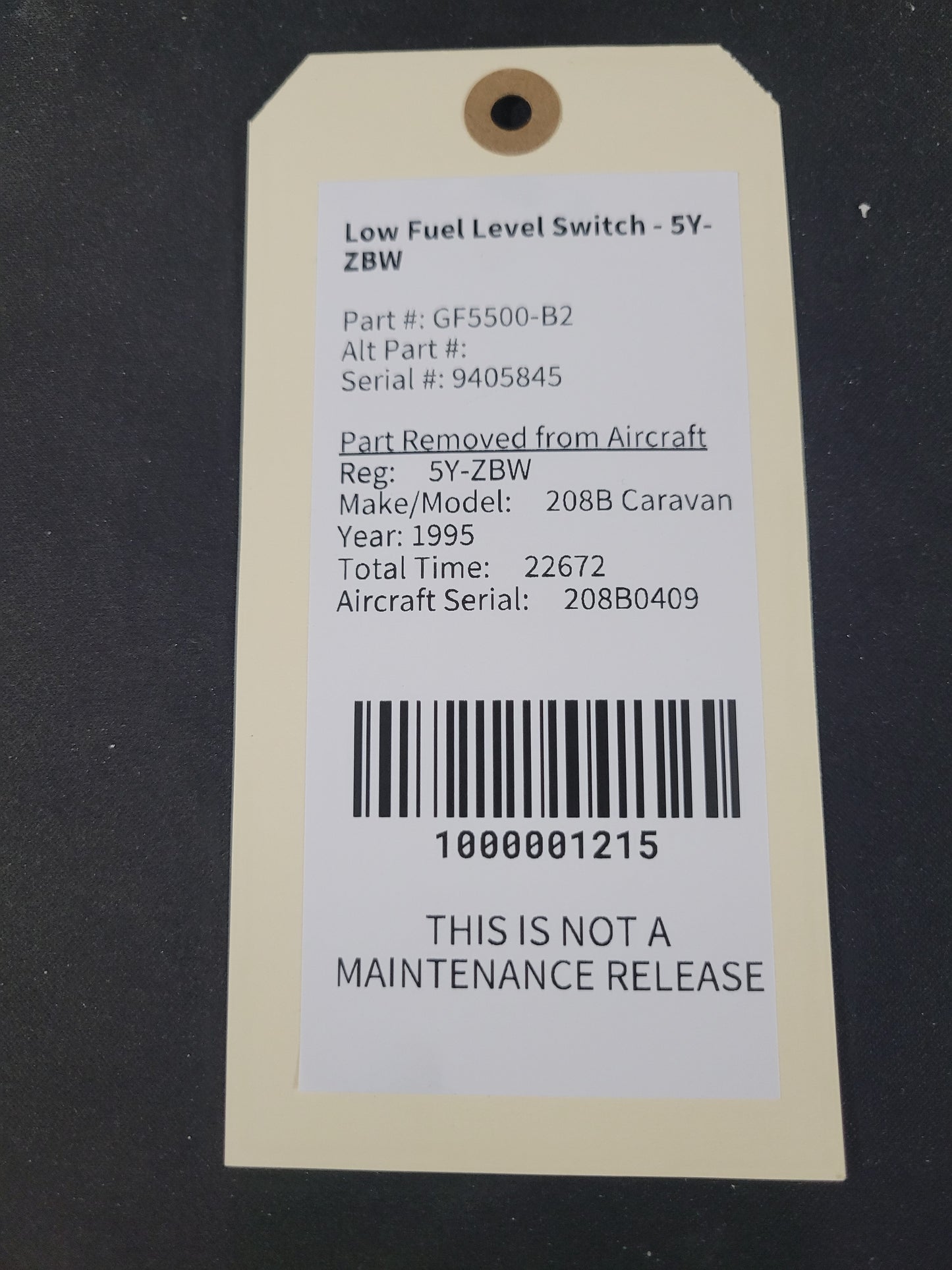 Low Fuel Level Switch - Aerospace Control Products - 5Y-ZBW
