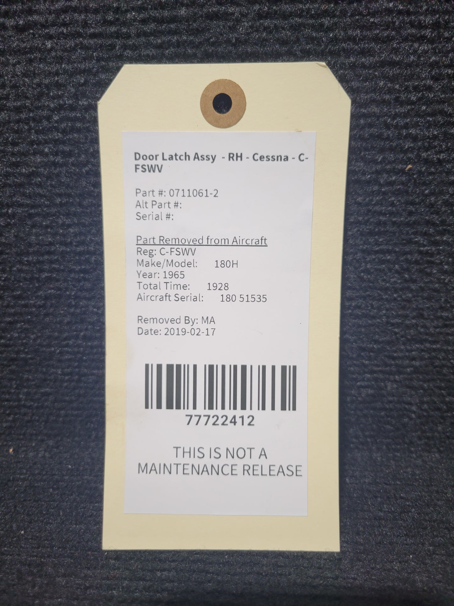 Door Latch Assy  - RH - Cessna - C-FSWV