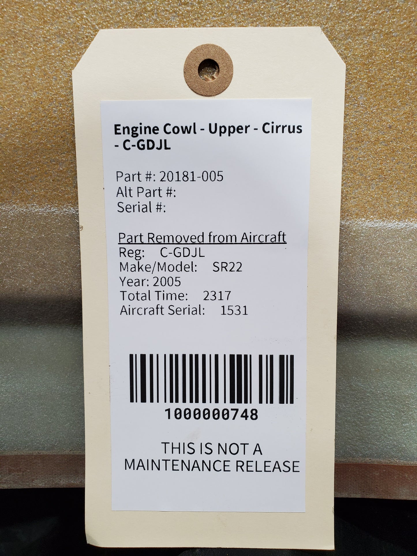 Engine Cowl - Upper - Cirrus - C-GDJL