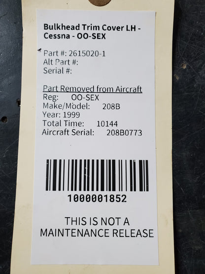 Bulkhead Trim Cover LH - Cessna - OO-SEX