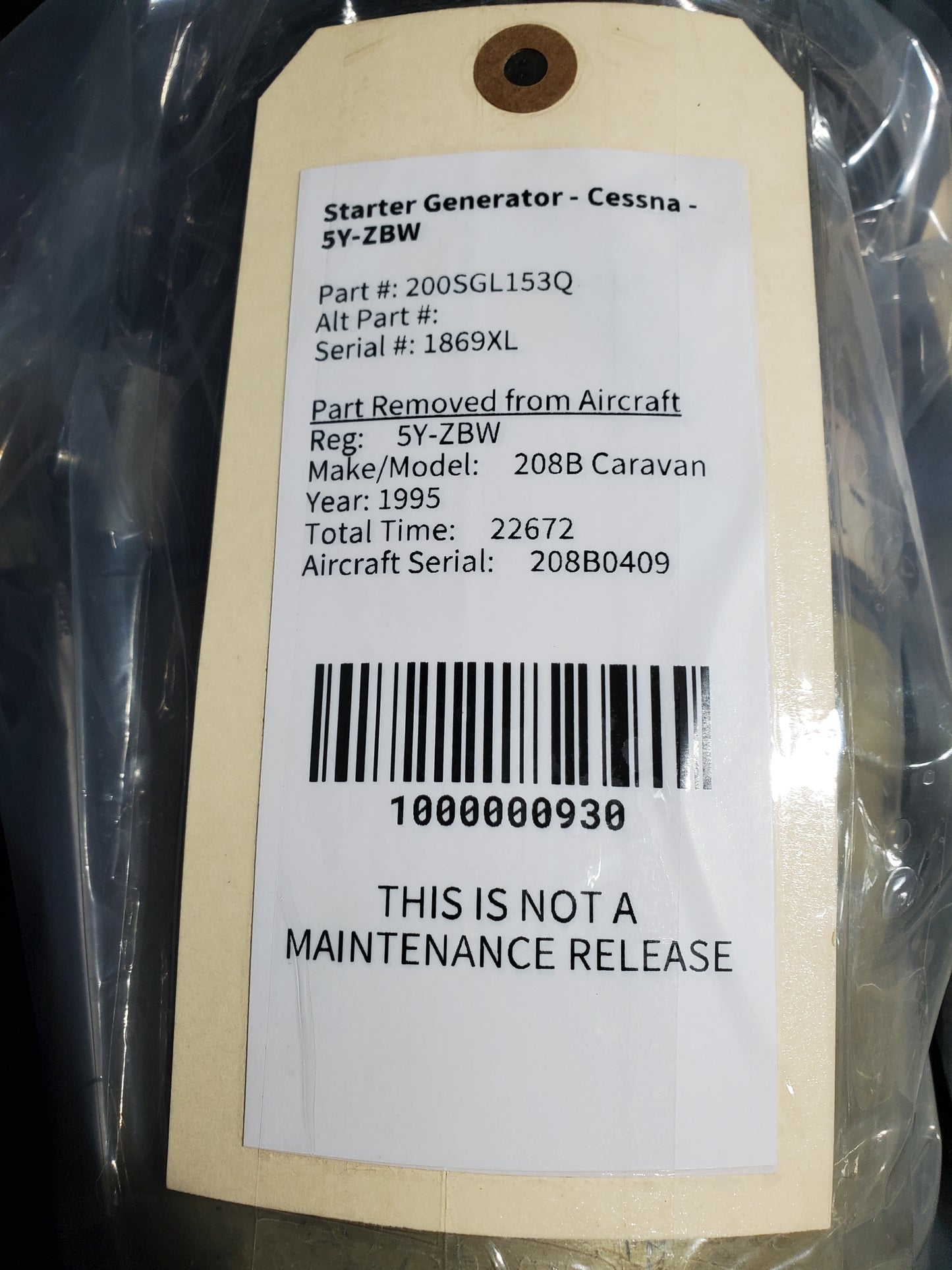 Starter Generator - W/ CERT - Cessna - 5Y-ZBW