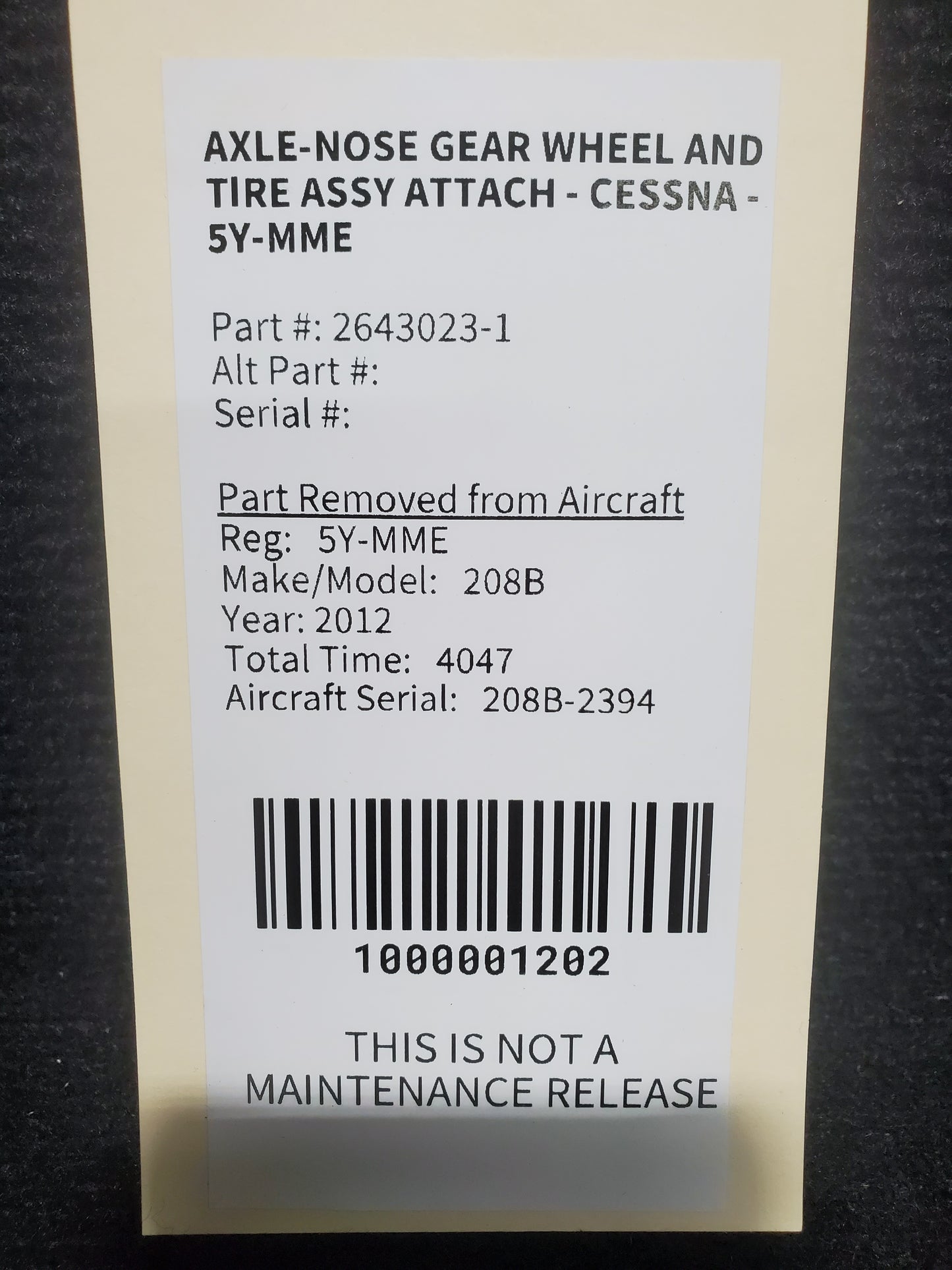 Axle-Nose Gear Wheel And Tire Assy Attach - Cessna - 5Y-MME