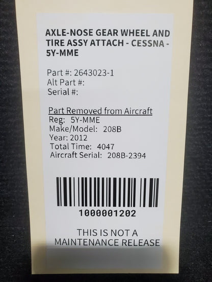 Axle-Nose Gear Wheel And Tire Assy Attach - Cessna - 5Y-MME