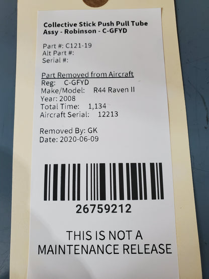 Collective Stick Push Pull Tube Assy - Robinson - C-GFYD