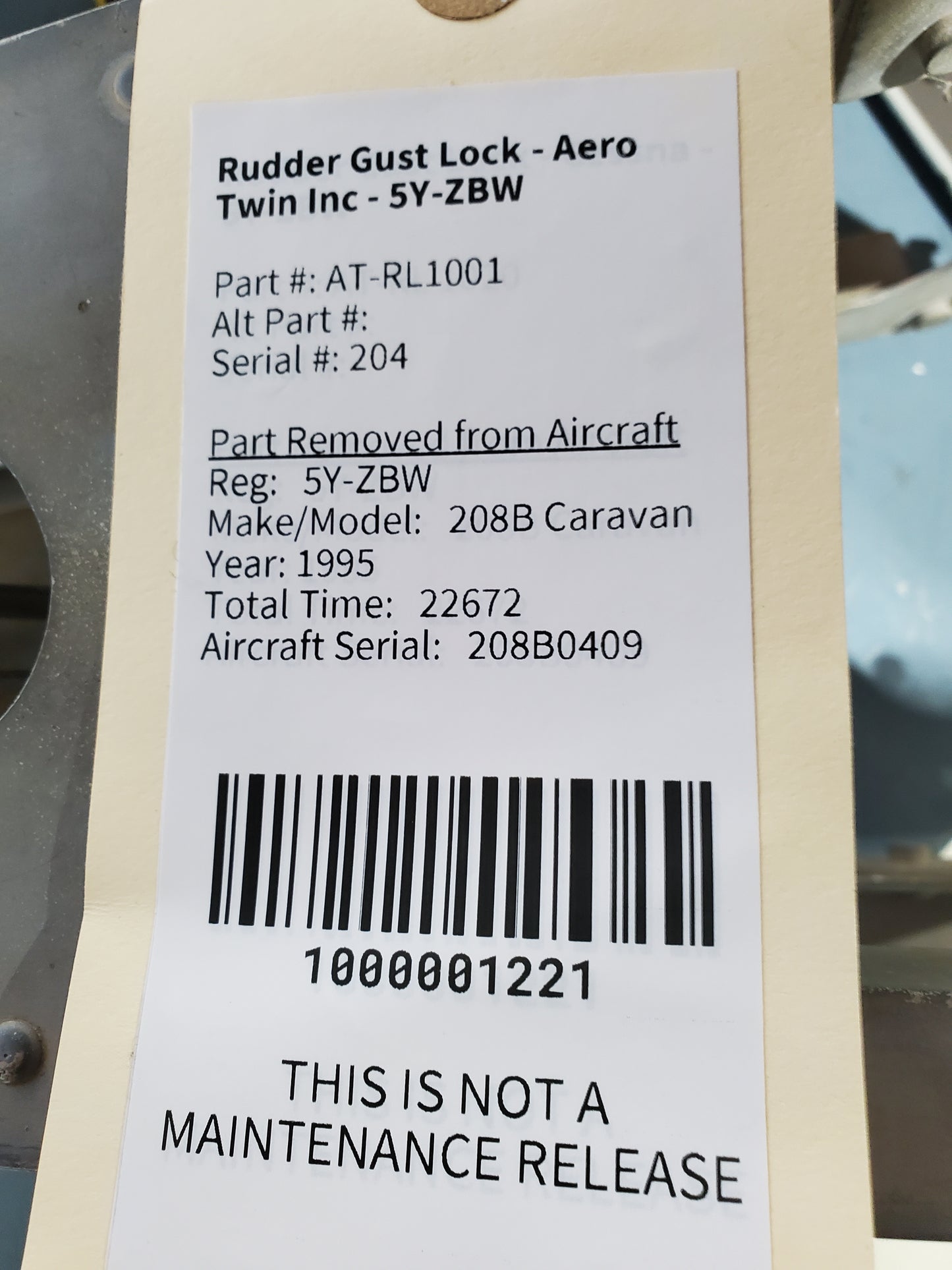 Rudder Gust Lock Assy - Aero Twin Inc - 5Y-ZBW