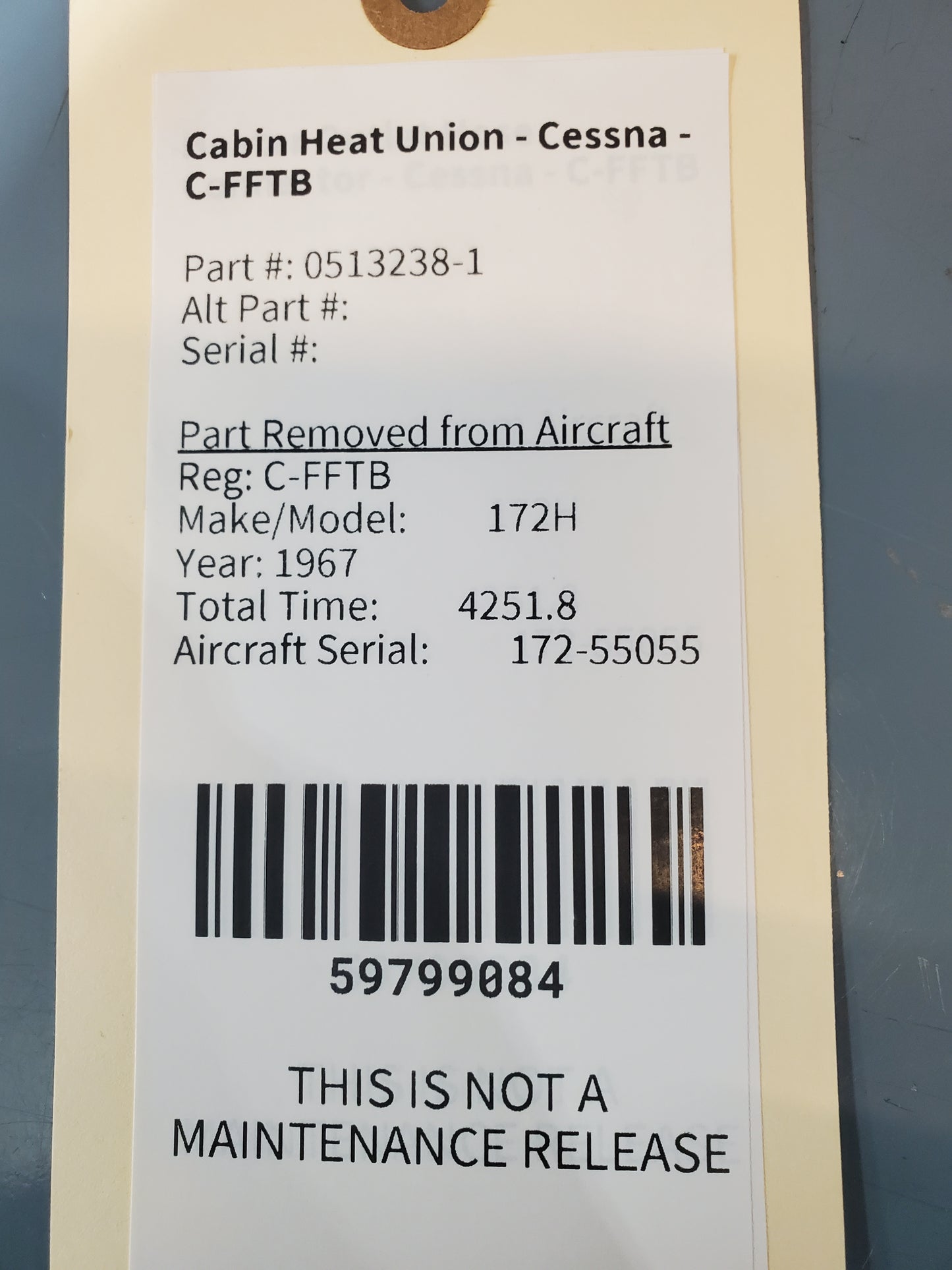 Cabin Heat Union - Cessna - C-FFTB