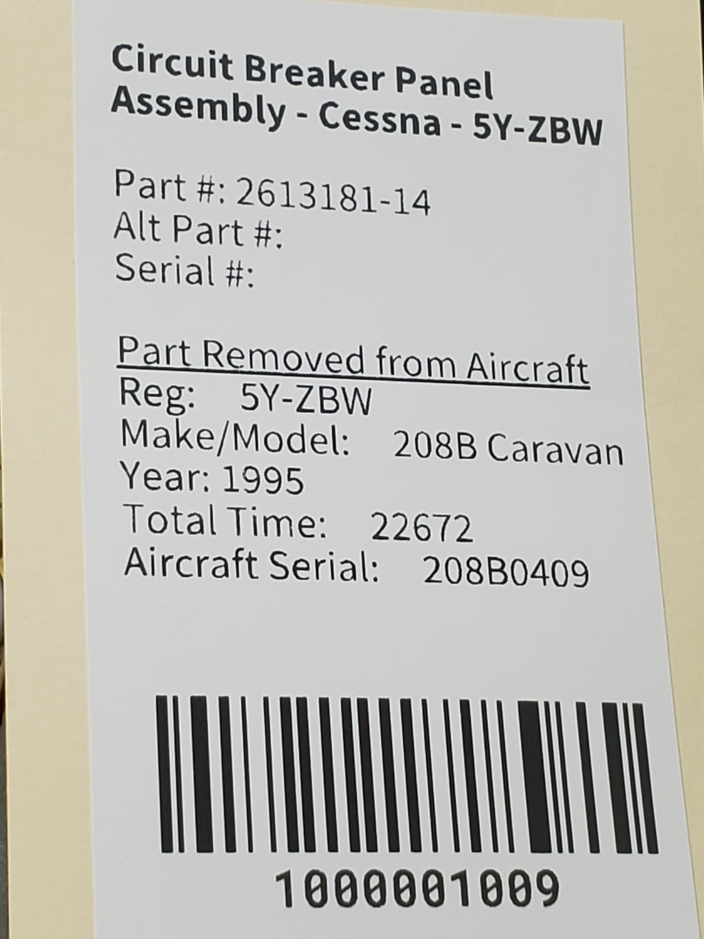 Circuit Breaker Panel Assembly - Cessna - 5Y-ZBW
