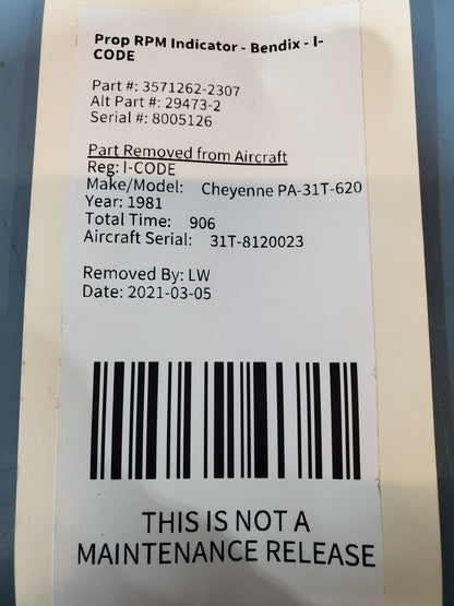 Prop RPM Indicator/Tachometer - Bendix - I-CODE