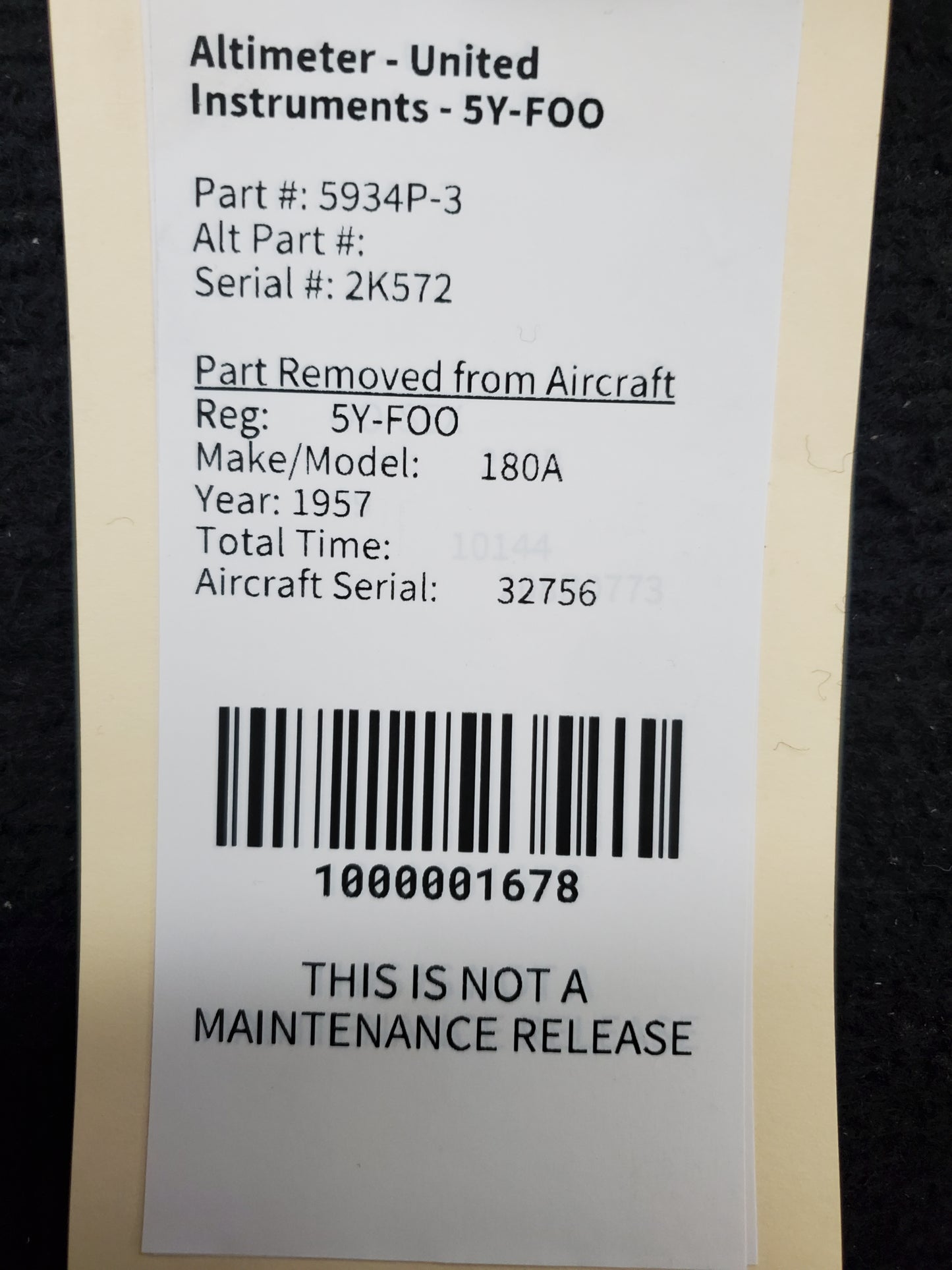 Altimeter - United Instruments - 5Y-FOO
