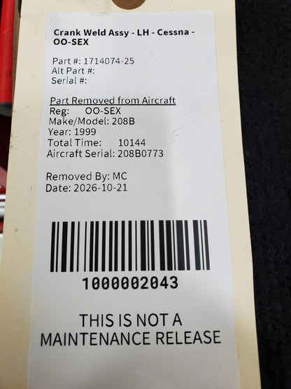 Crank Weld Assy - LH - Cessna - OO-SEX