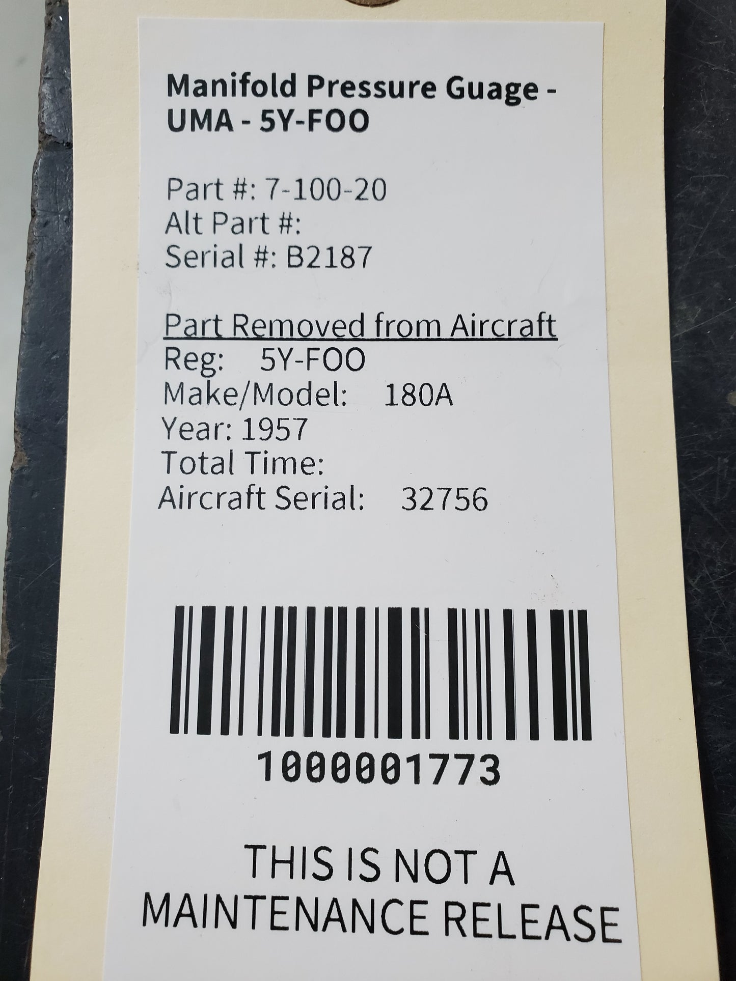 Manifold Pressure Guage - UMA - 5Y-FOO