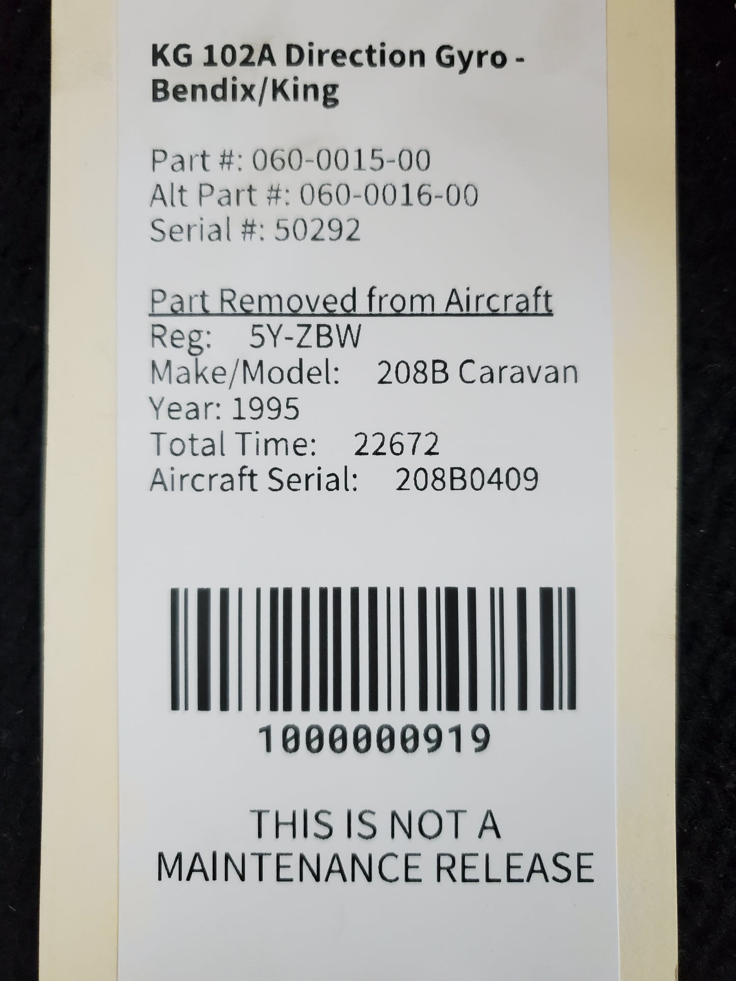 KG 102A Directional Gyro - Bendix/King - 5Y-ZBW