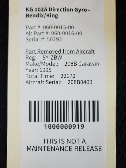 KG 102A Directional Gyro - Bendix/King - 5Y-ZBW