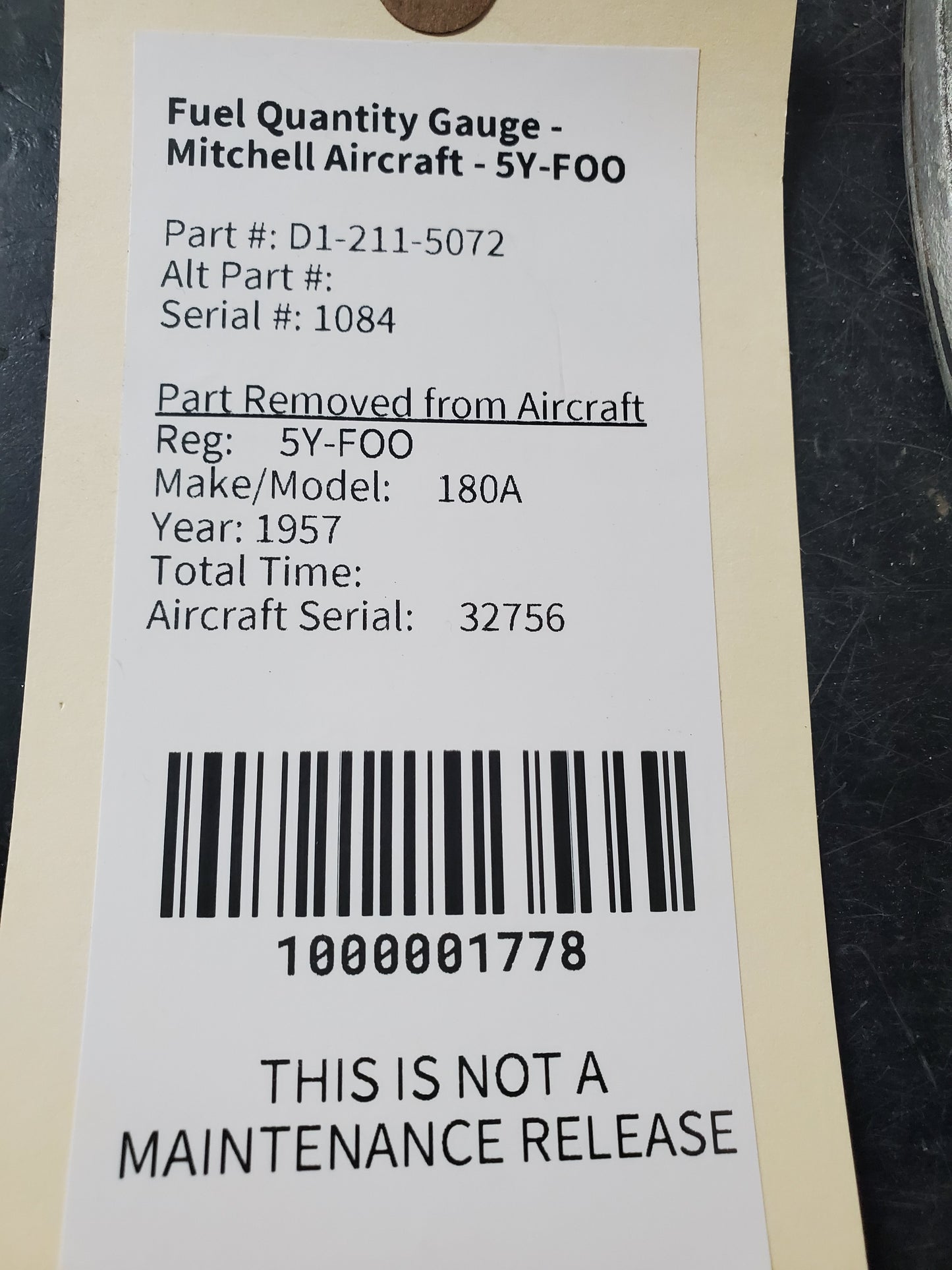 Fuel Quantity Gauge - Mitchell Aircraft - 5Y-FOO