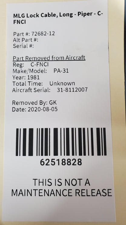 MLG Lock Cable, Long - Piper - C-FNCI