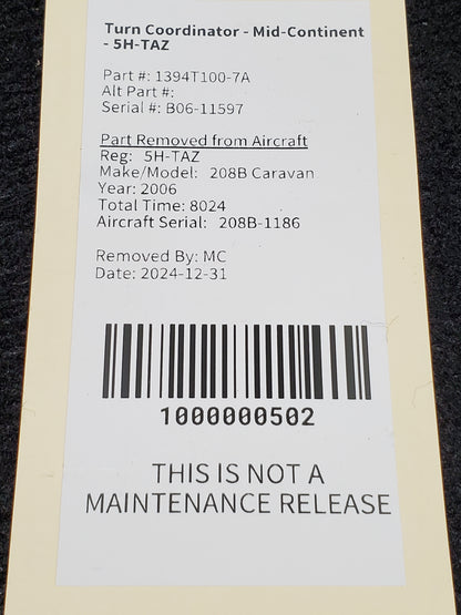 Turn Coordinator - Mid-Continent - 5H-TAZ