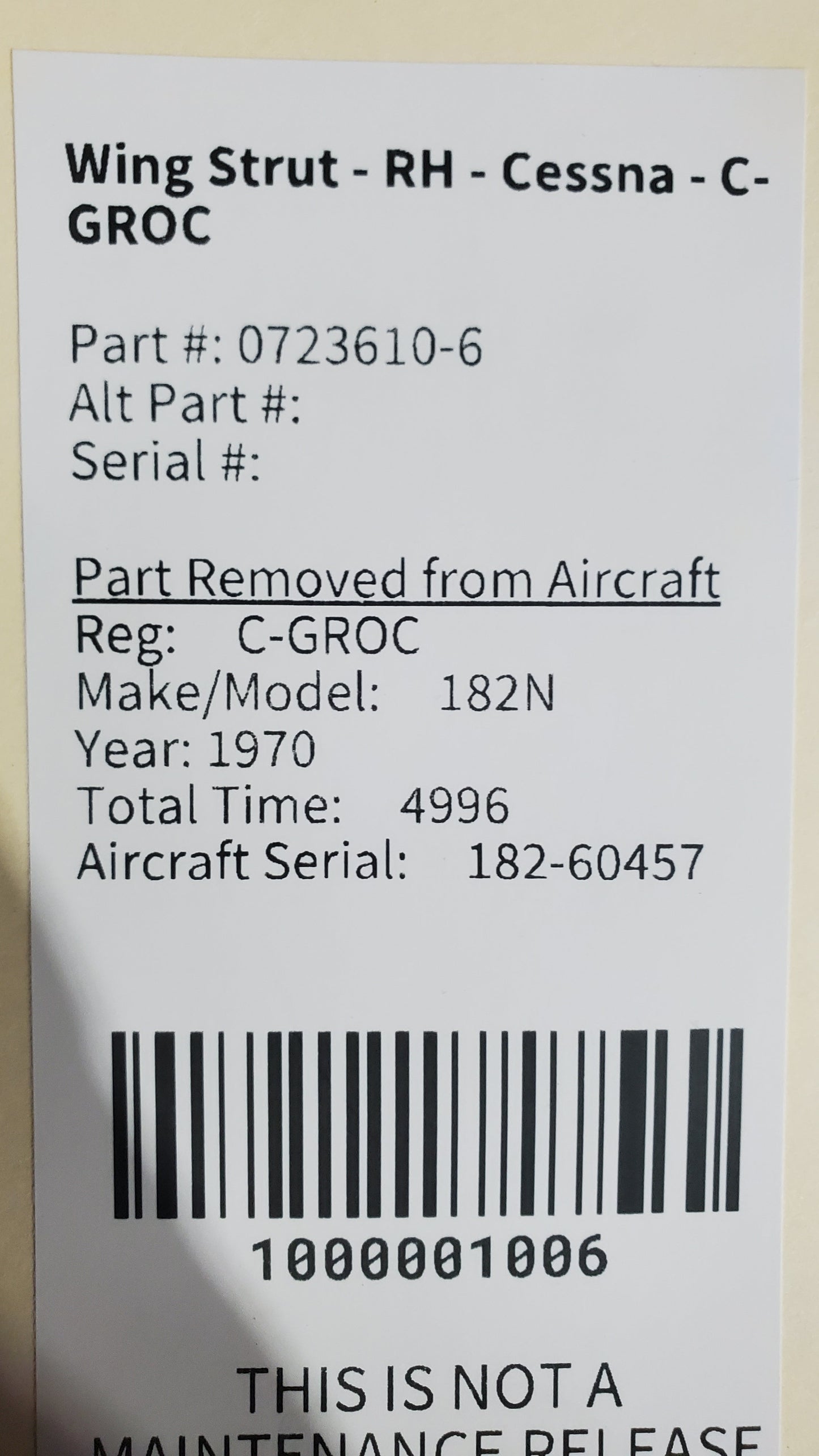 Wing Strut - RH - Cessna - C-GROC