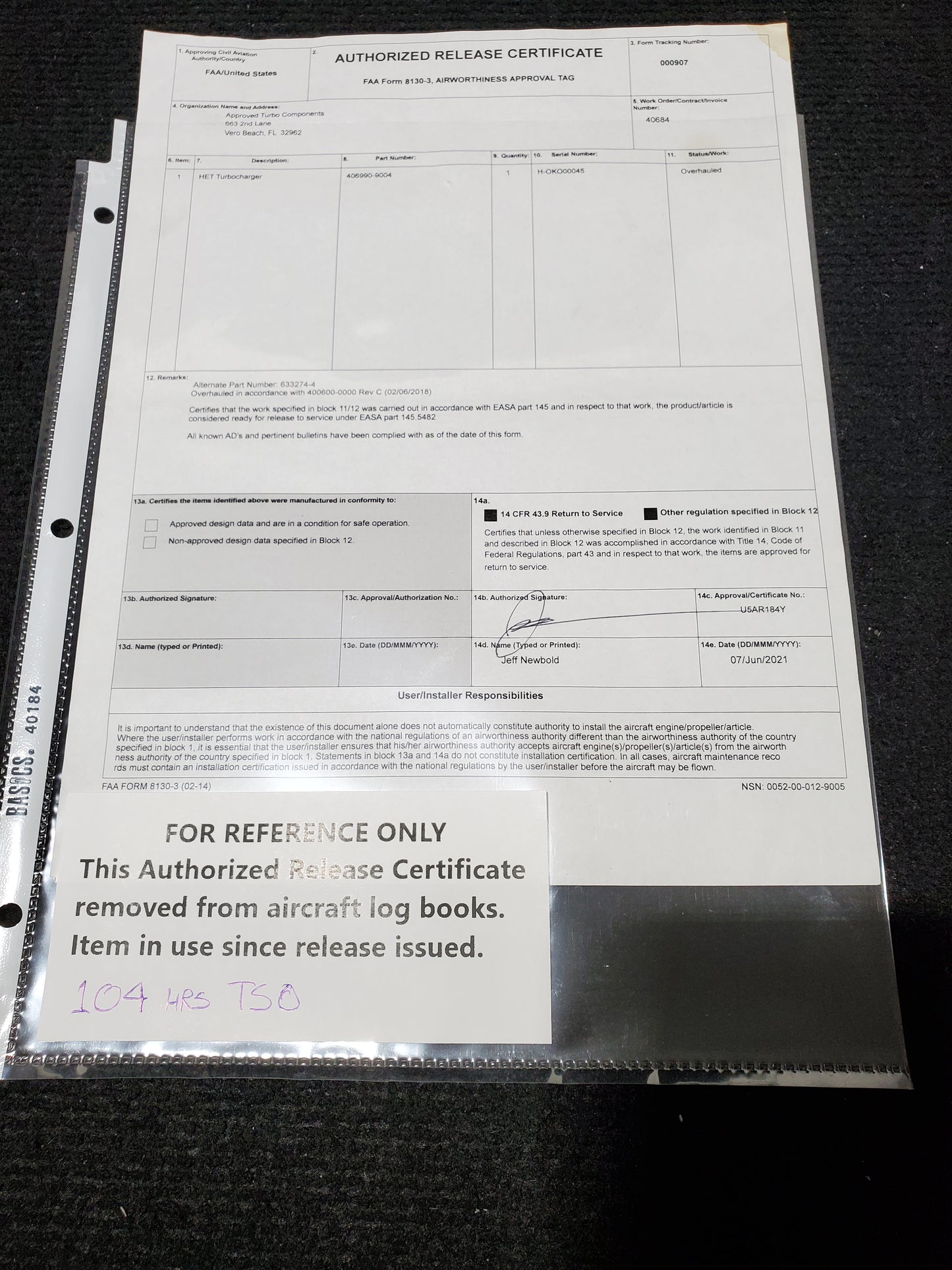 Turbocharger Assy LH - Garrett - C-FSYN
