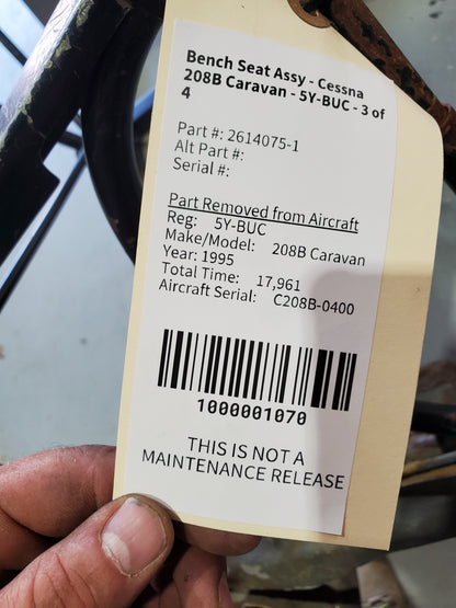 Bench Seat Assy - Cessna 208B Caravan - 5Y-BUC - 3 of 4