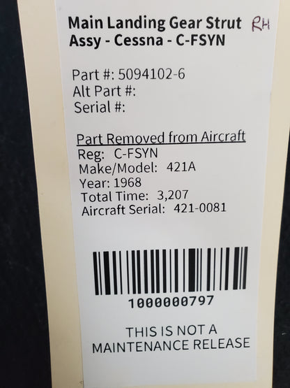 Main Landing Gear Strut Assy RH - Cessna - C-FSYN