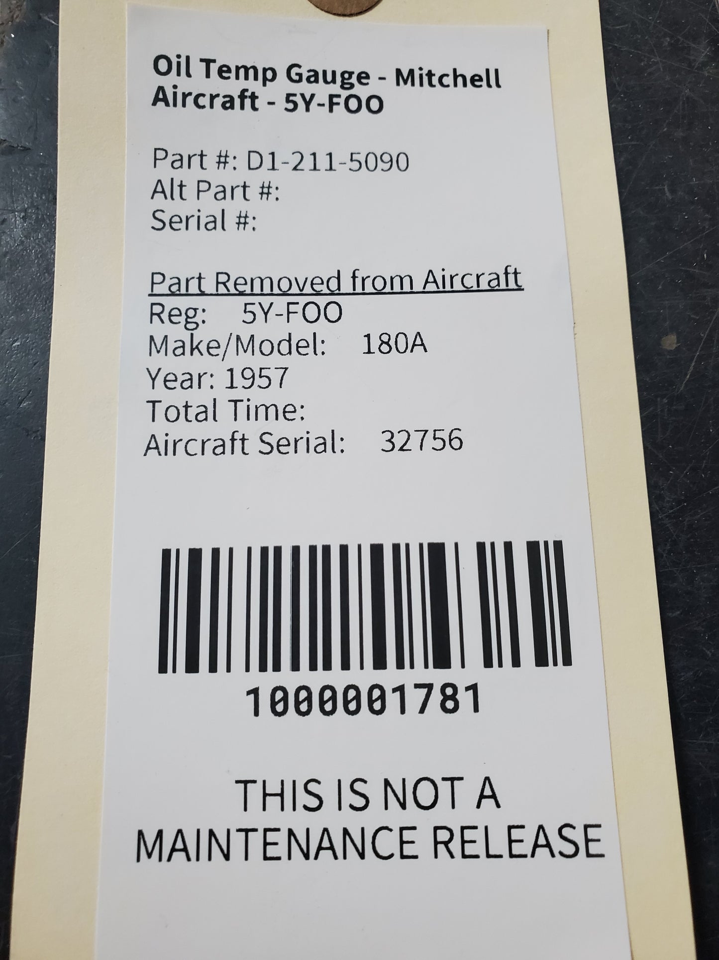 Oil Temp Gauge - Mitchell Aircraft - 5Y-FOO