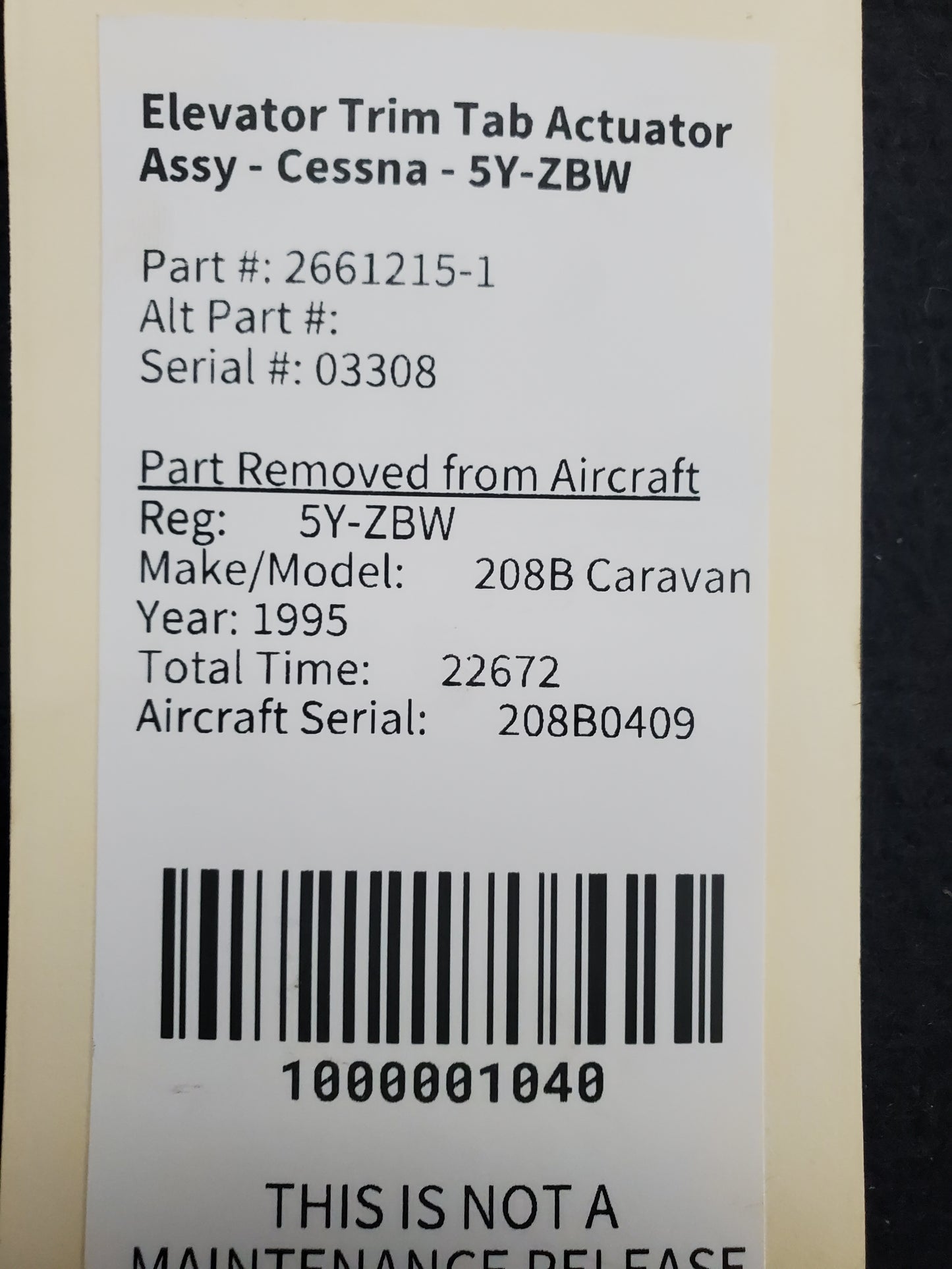 Elevator Trim Tab Actuator Assy - Cessna - 5Y-ZBW