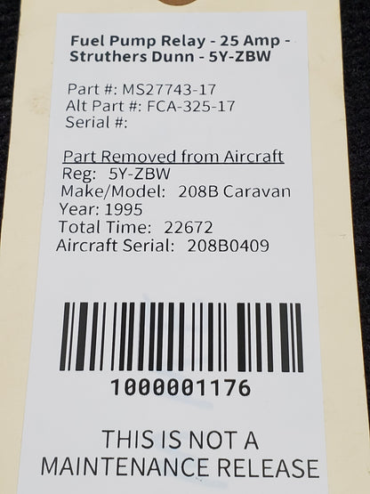 Fuel Pump Relay - 25 Amp - Struthers Dunn - 5Y-ZBW