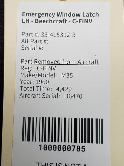 Emergency Window Latch LH - Beechcraft - C-FINV