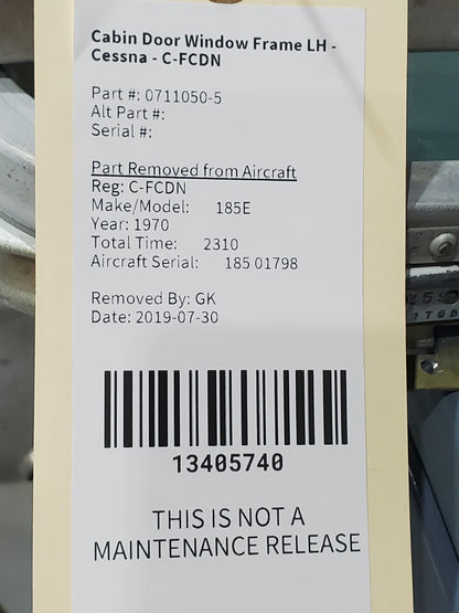 Cabin Door Window Frame LH - Cessna - C-FCDN