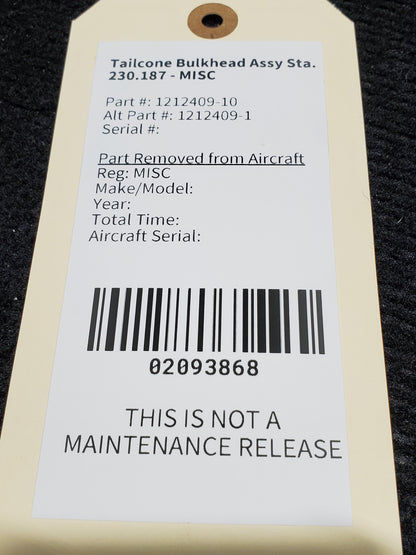 Tailcone Bulkhead Assy Sta. 230.187 - MISC