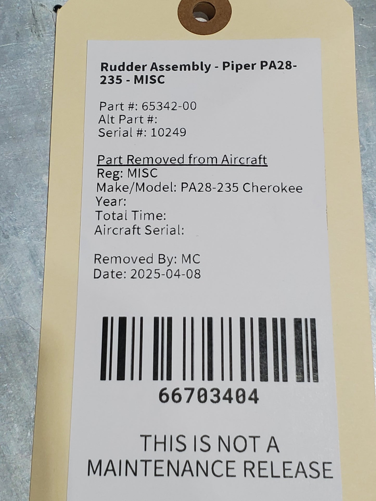 Rudder Assembly - Piper - MISC