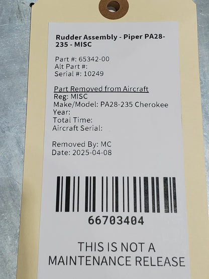 Rudder Assembly - Piper - MISC