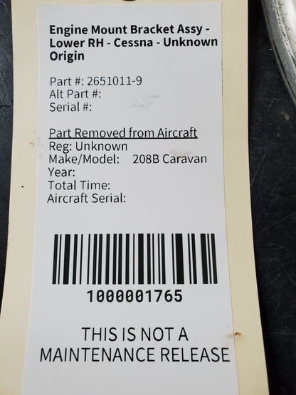 Engine Mount Bracket Assy - Lower RH - Cessna - Unknown Origin