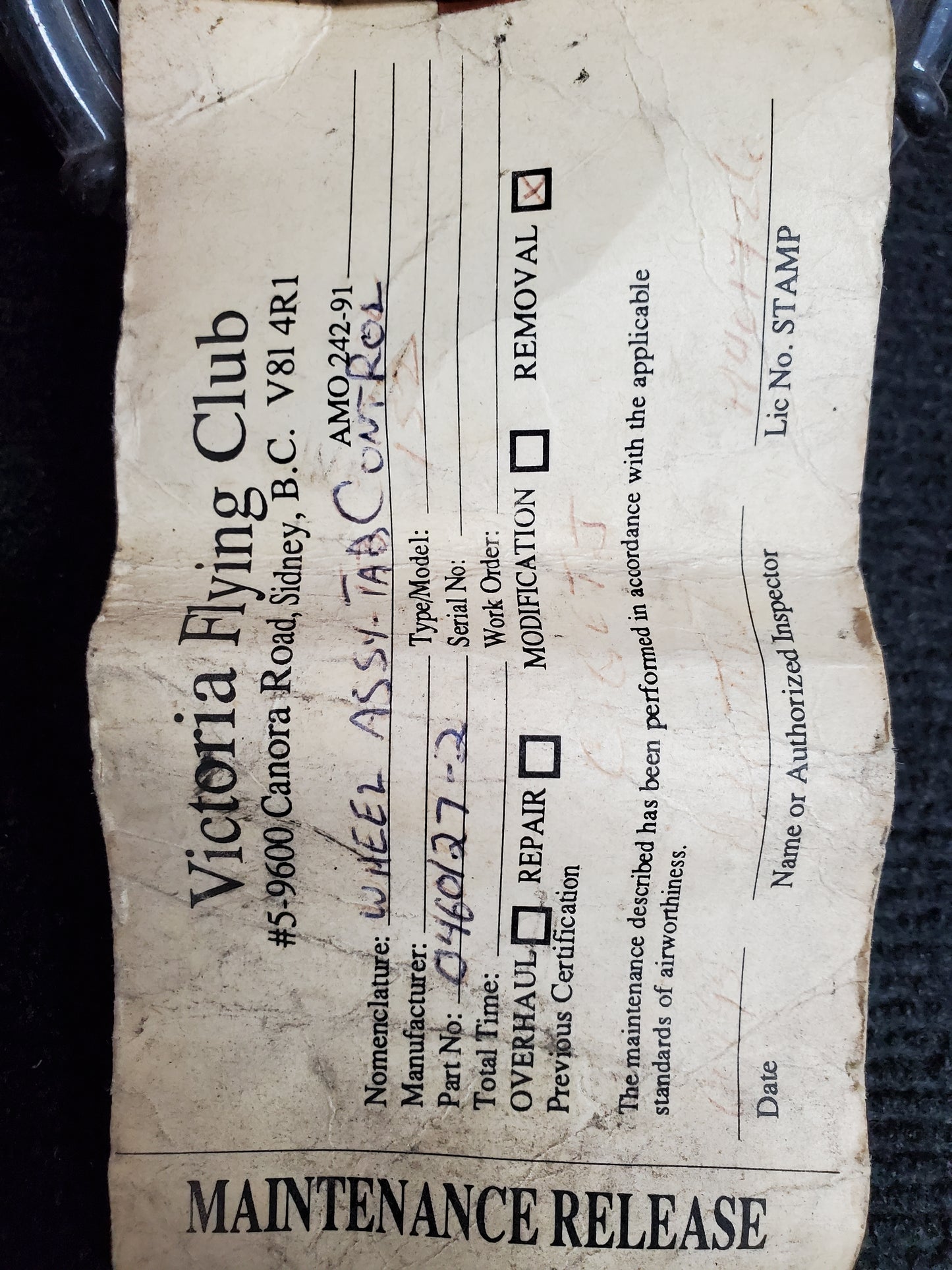 Tab Control Wheel Assembly - MISC (VFC)