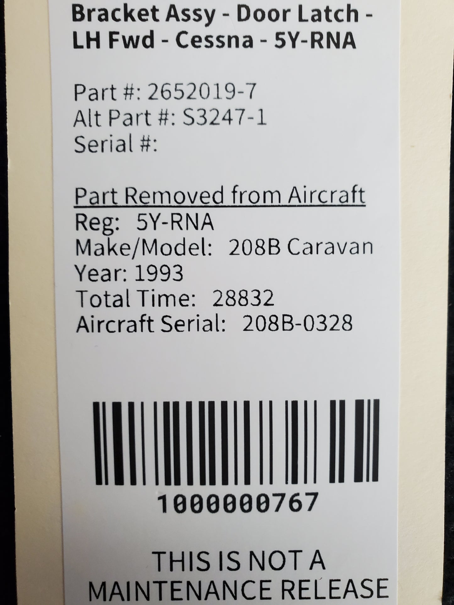 Bracket Assy - Door Latch - LH/RH Fwd - Cessna - 5Y-RNA