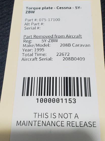 Torque Plate - Cessna - 5Y-ZBW