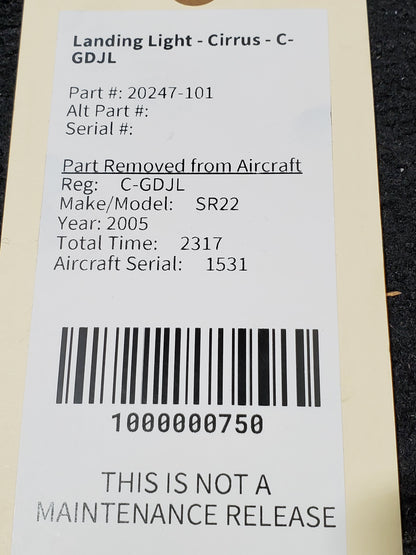 Landing Light - Cirrus - C-GDJL