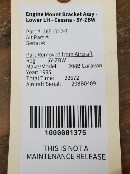 Engine Mount Bracket Assy - Lower LH - Cessna - 5Y-ZBW