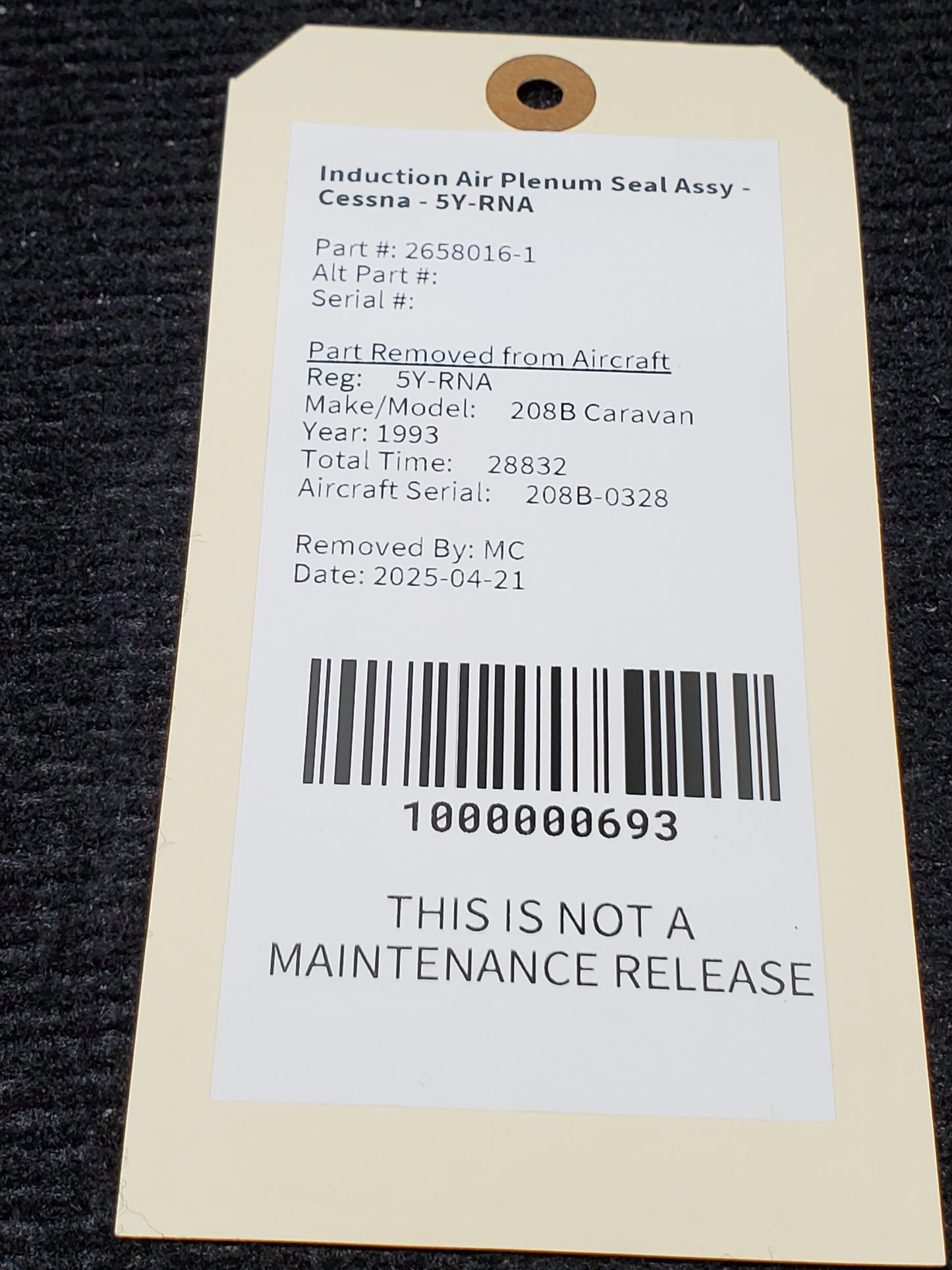 Induction Air Plenum Seal Assy - Cessna - 5Y-RNA