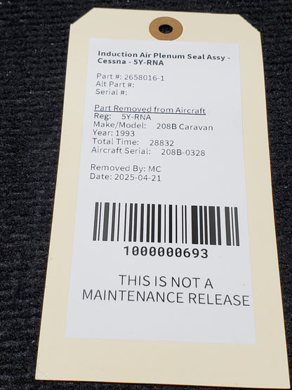 Induction Air Plenum Seal Assy - Cessna - 5Y-RNA