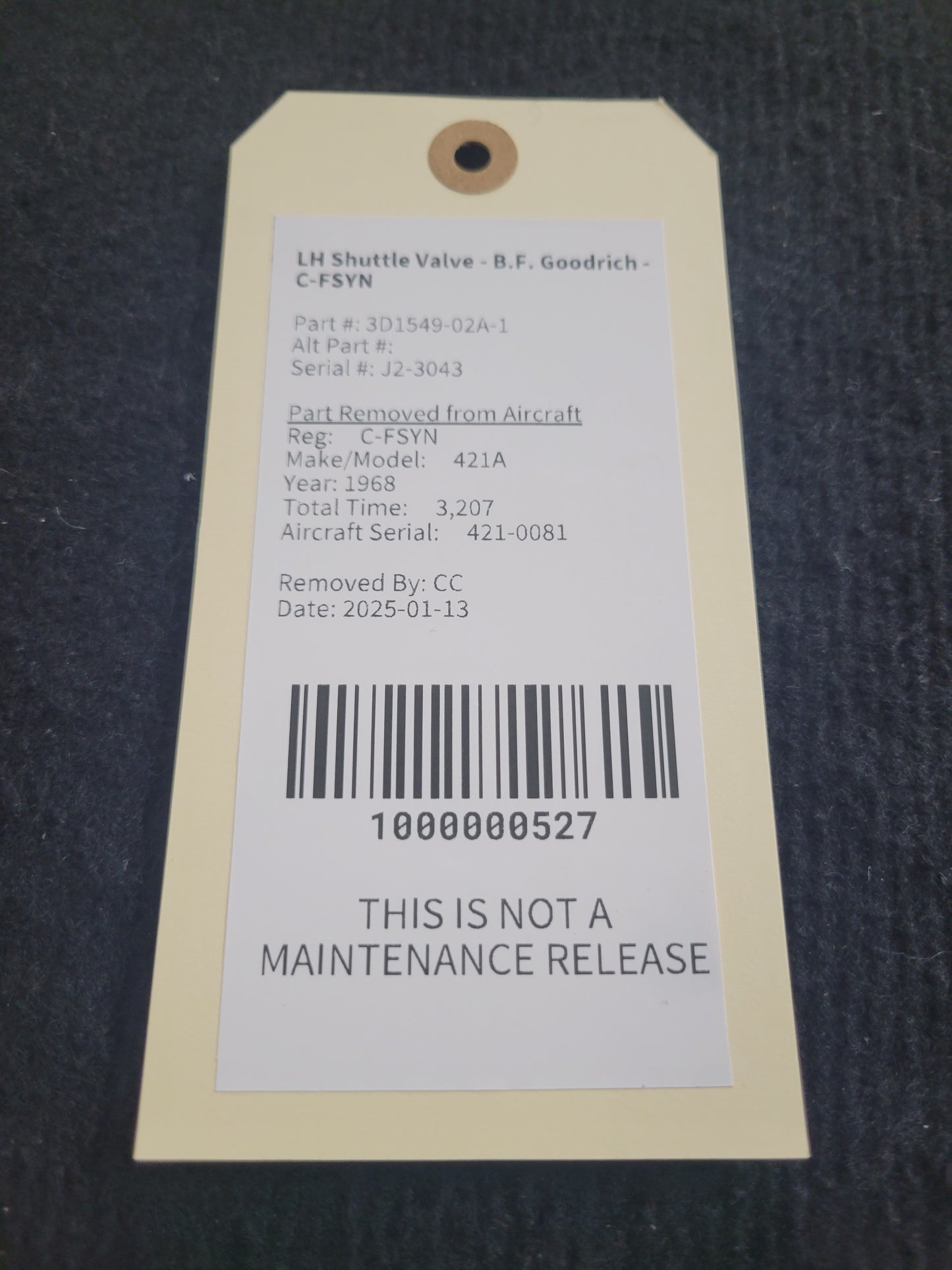 LH Shuttle Valve - B.F. Goodrich - C-FSYN