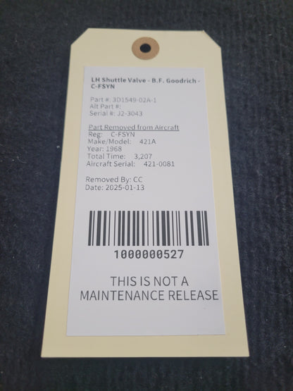 LH Shuttle Valve - B.F. Goodrich - C-FSYN