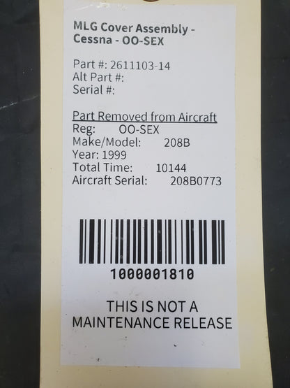 MLG Cover Assembly - Cessna - OO-SEX