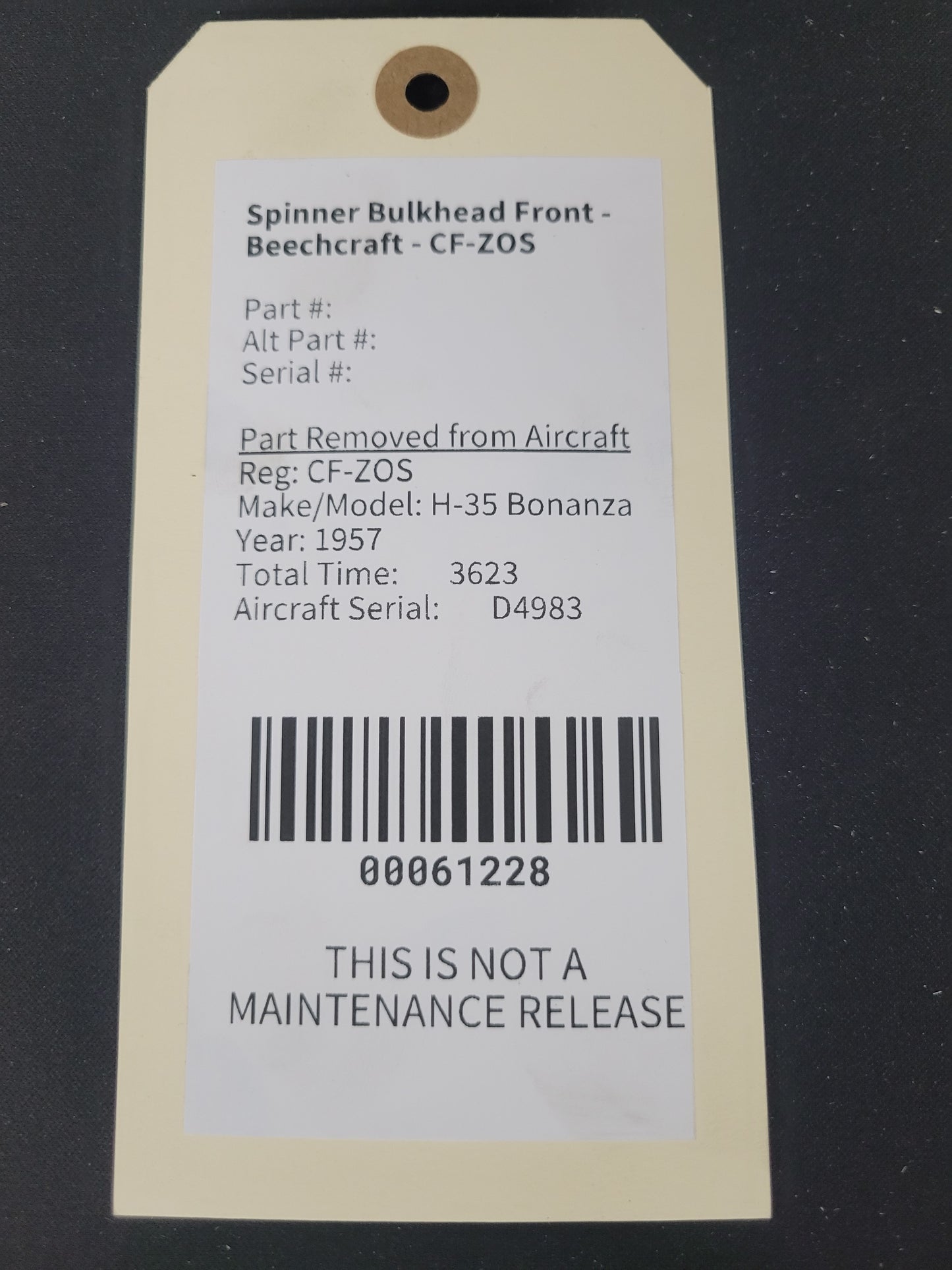 Spinner Bulkhead Front - Beechcraft - CF-ZOS