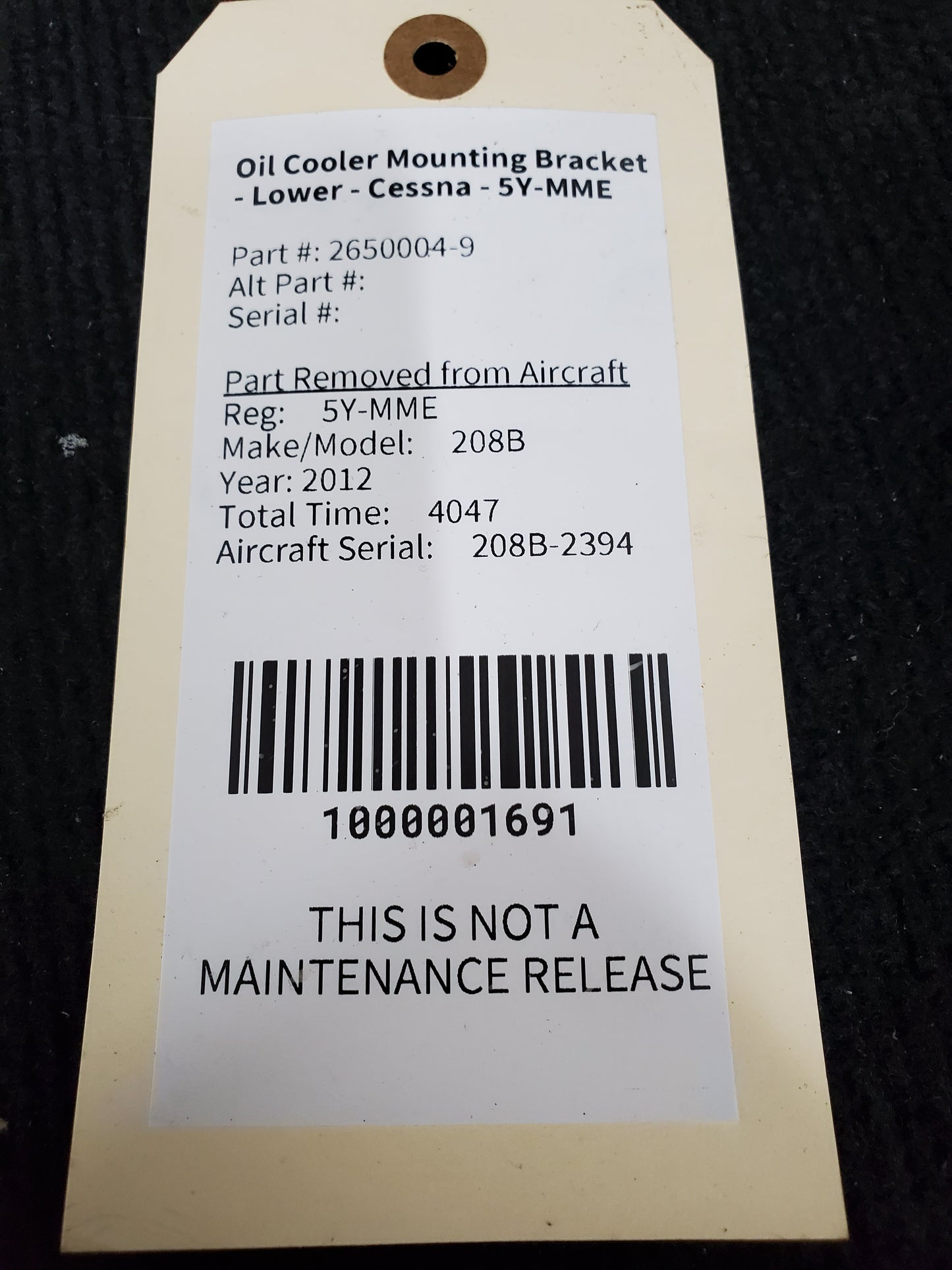 Oil Cooler Mounting Bracket - Lower - Cessna - 5Y-MME