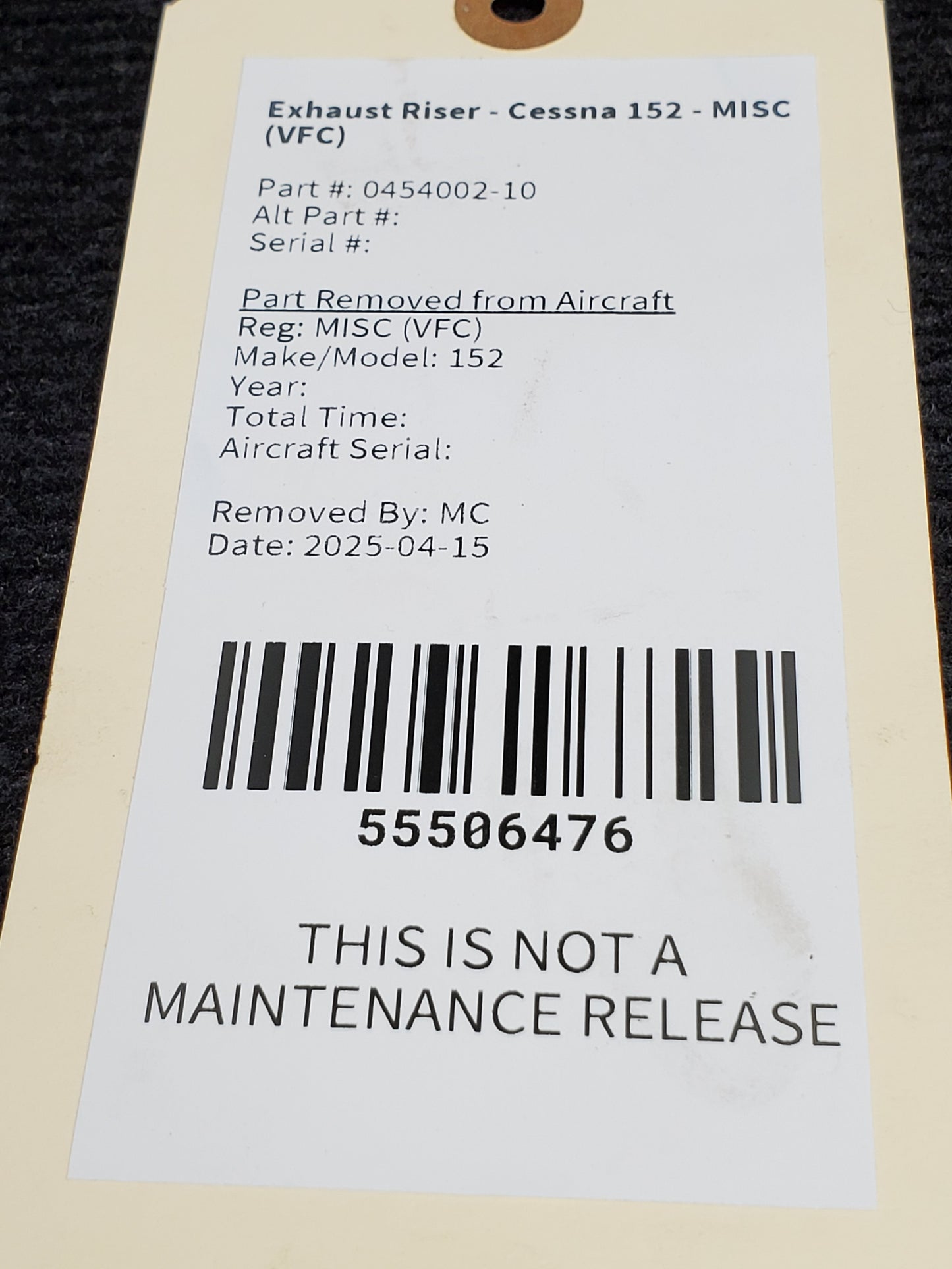 Exhaust Riser LH AFT - Cessna 152 - MISC (VFC)