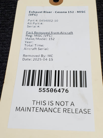 Exhaust Riser LH AFT - Cessna 152 - MISC (VFC)